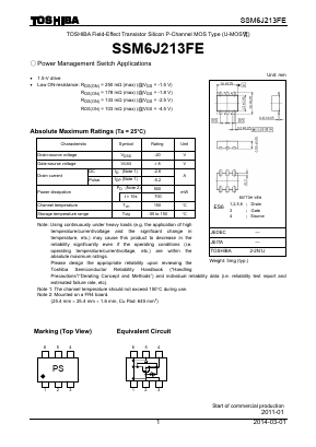 SSM6J213FE Datasheet PDF Toshiba