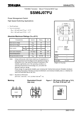 SSM6J07FU Datasheet PDF Toshiba