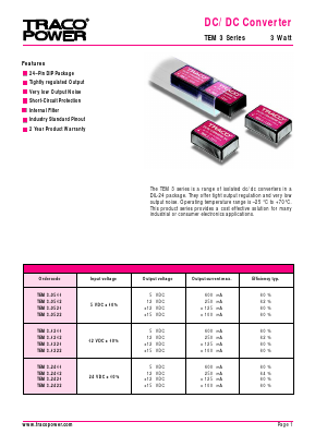TEM3-1212 Datasheet PDF Traco Power