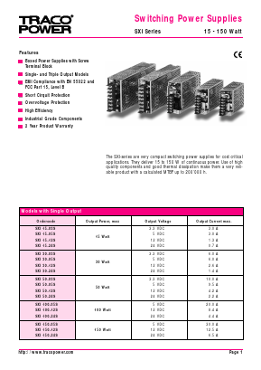 SXI100-05S Datasheet PDF Traco Power
