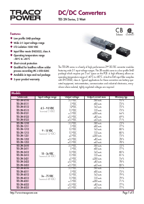 TES2N-1212 Datasheet PDF Traco Power