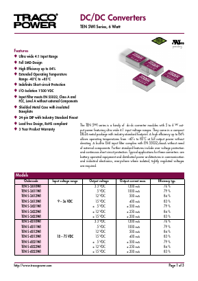 TEN5-2410WI Datasheet PDF Traco Power