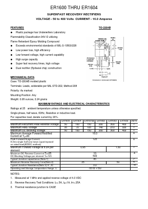 ER1604 Datasheet PDF Transys Electronics Limited