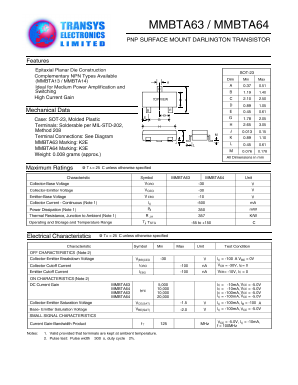 MMBTA63 Datasheet PDF Transys Electronics Limited