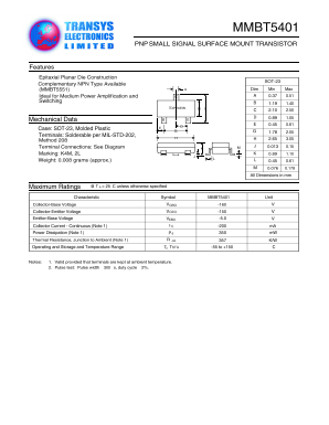 MMBT5401 Datasheet PDF Transys Electronics