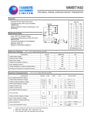 MMBTA92 Datasheet PDF Transys Electronics