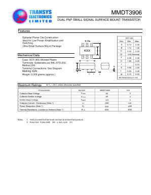 MMDT3906 Datasheet PDF Transys Electronics