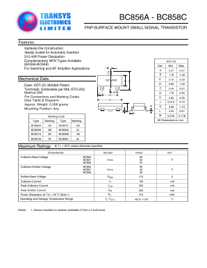 BC857A Datasheet PDF Transys Electronics