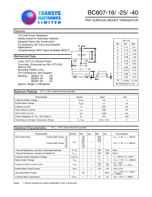 BC807 Datasheet PDF Transys Electronics