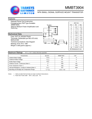 MMBT3904 Datasheet PDF Transys Electronics