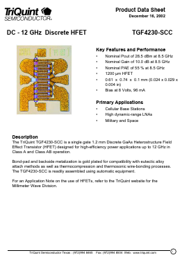 TGF4230-SCC Datasheet PDF TriQuint Semiconductor