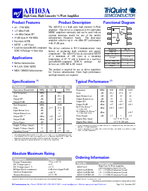 AH103A-PCB900 Datasheet PDF TriQuint Semiconductor