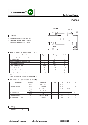 1SS308 Datasheet PDF TY Semiconductor