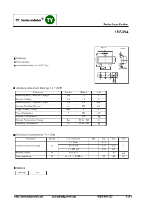 1SS394 Datasheet PDF TY Semiconductor