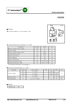 1SS395 Datasheet PDF TY Semiconductor