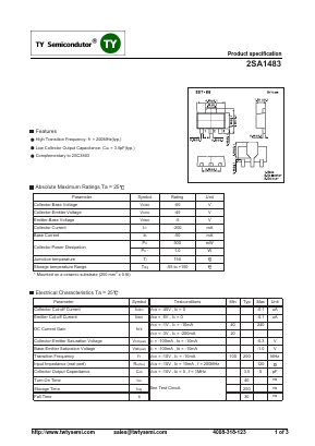 2SA1483 Datasheet PDF TY Semiconductor