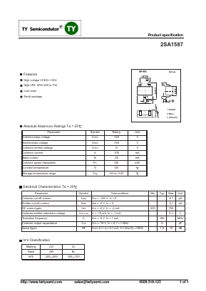 2SA1587 Datasheet PDF TY Semiconductor