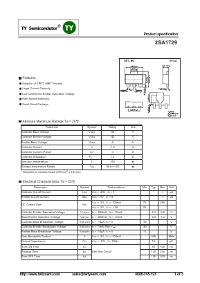 2SA1729 Datasheet PDF TY Semiconductor