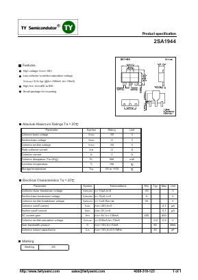 2SA1944 Datasheet PDF TY Semiconductor