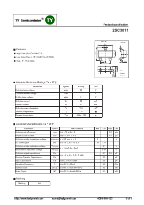 2SC3011 Datasheet PDF TY Semiconductor