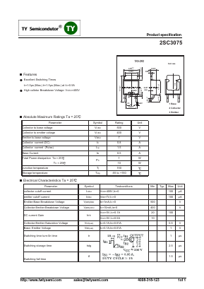 2SC3075 Datasheet PDF TY Semiconductor