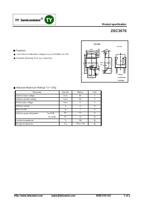 2SC3076 Datasheet PDF TY Semiconductor