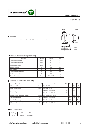 2SC4118 Datasheet PDF TY Semiconductor