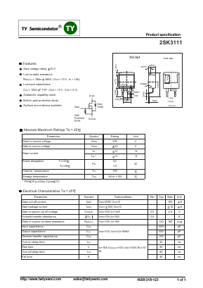 2SK3111 Datasheet PDF TY Semiconductor