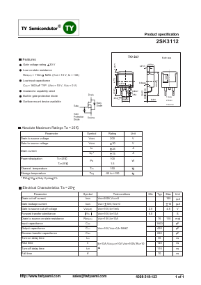 2SK3112 Datasheet PDF TY Semiconductor