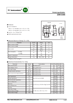 2SK3386 Datasheet PDF TY Semiconductor
