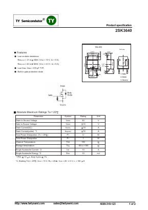 2SK3640 Datasheet PDF TY Semiconductor