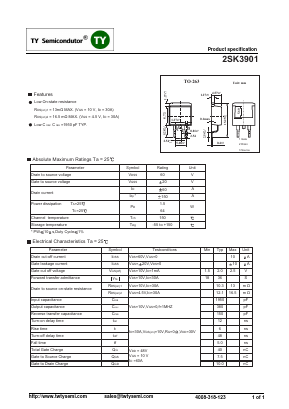 2SK3901 Datasheet PDF TY Semiconductor