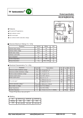 BC818 Datasheet PDF TY Semiconductor