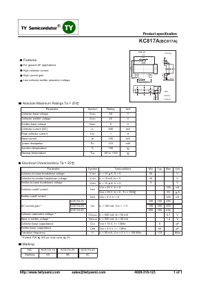 BC817A Datasheet PDF TY Semiconductor