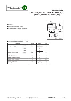 BC846A Datasheet PDF TY Semiconductor
