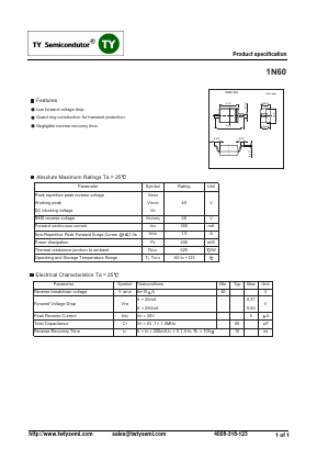 1N60 Datasheet PDF TY Semiconductor