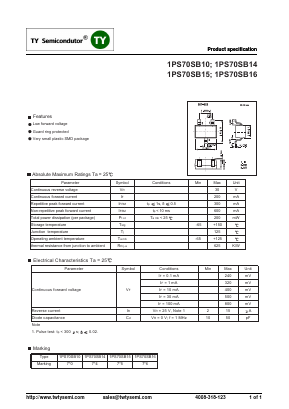 1PS70SB10 Datasheet PDF TY Semiconductor