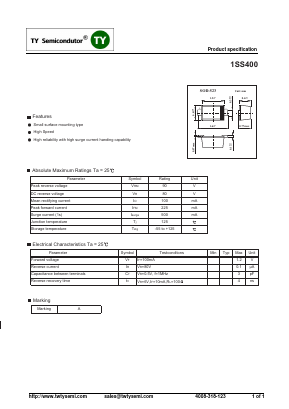 1SS400 Datasheet PDF TY Semiconductor