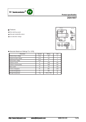 2SA1607 Datasheet PDF TY Semiconductor