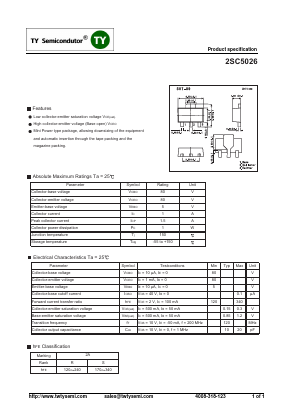 2SC5026 Datasheet PDF TY Semiconductor