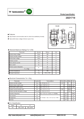 2SD1719Q Datasheet PDF TY Semiconductor