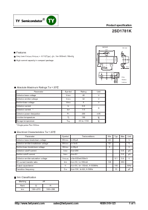 2SD1781K Datasheet PDF TY Semiconductor