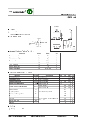 2SK2109 Datasheet PDF TY Semiconductor