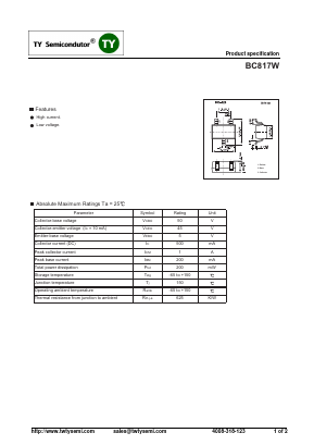 BC817W Datasheet PDF TY Semiconductor