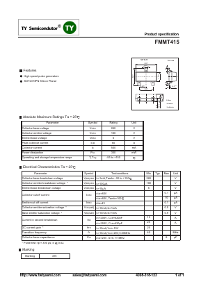 FMMT415 Datasheet PDF TY Semiconductor