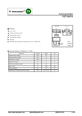 FZT1047A Datasheet PDF TY Semiconductor