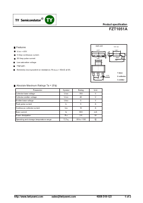 FZT1051A Datasheet PDF TY Semiconductor