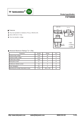 FZT690B Datasheet PDF TY Semiconductor