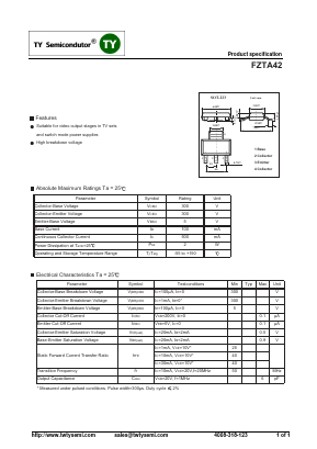 FZTA42 Datasheet PDF TY Semiconductor