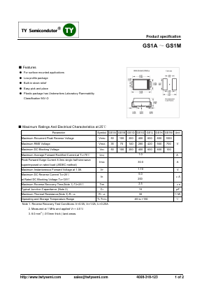 GS1A Datasheet PDF TY Semiconductor